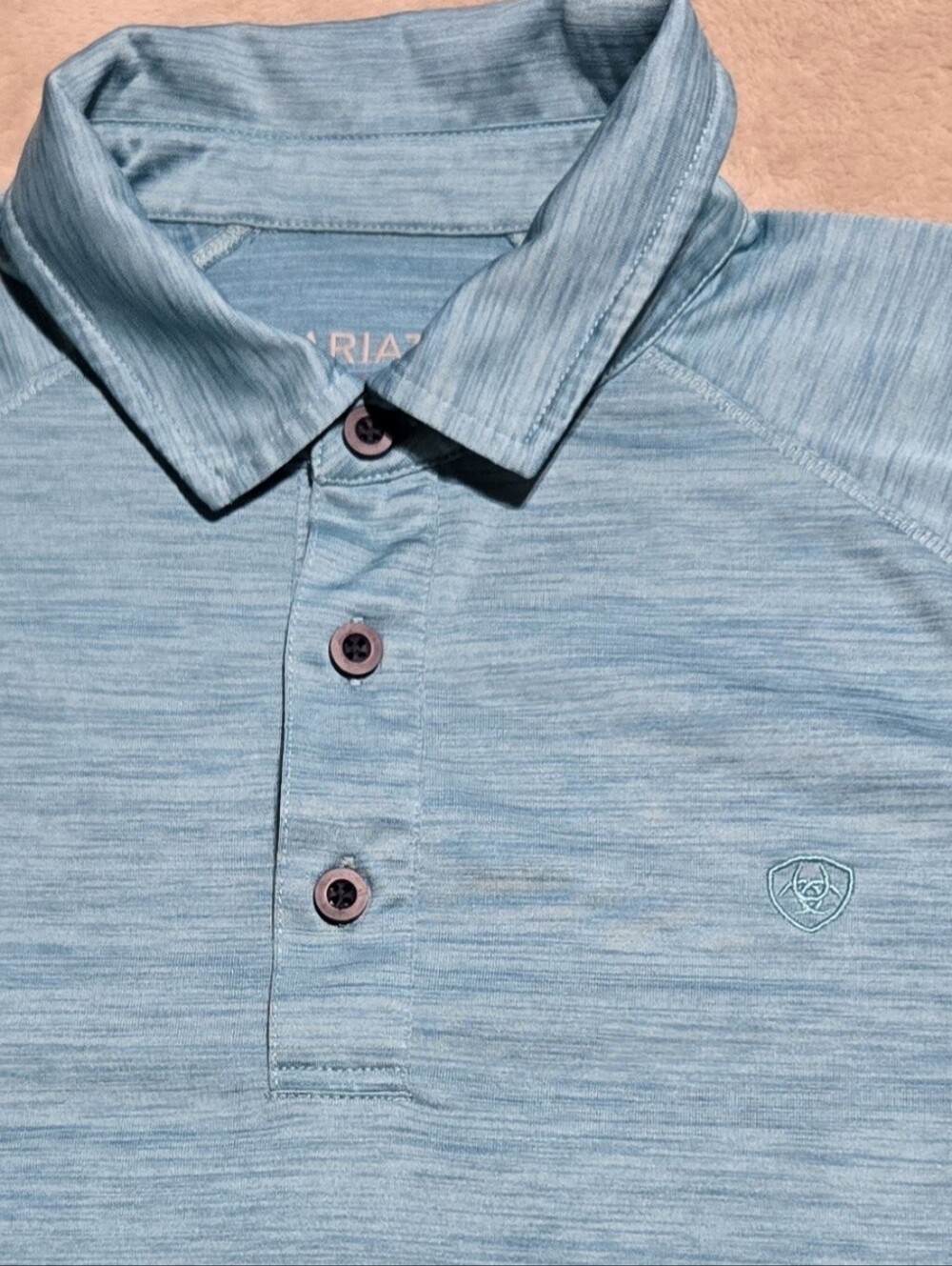 Ariat Tek Heat Series Performance Polo Shirt Mens Size Medium Turquoise
